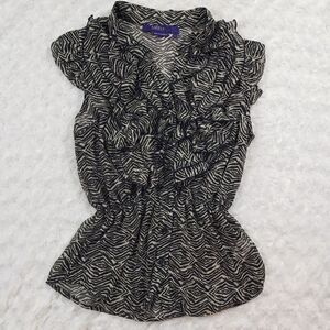 Miley Cyrus Max Azria size large zebra print sheer ruffle top